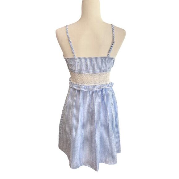 Cupshe Blue & White Stripe Lace Ruffled Mini Dress - Picture 12 of 14